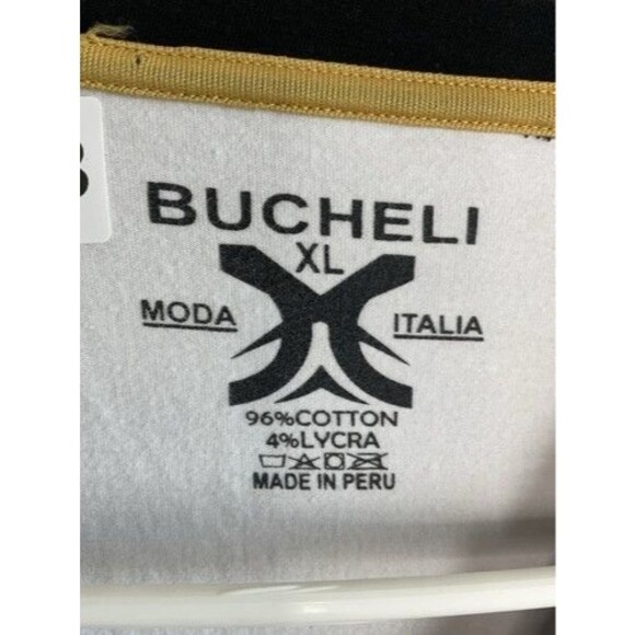 Bucheli Italian Print Shiny Gold Lion Chest Logo Short Sleev T-Shirt Men Size XL - Picture 4 of 11